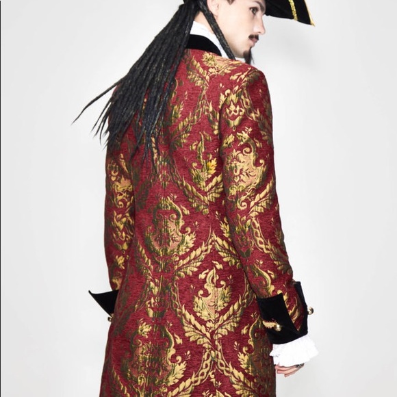 Men’s Victorian Coat Long Red Jacket Pirate - Picture 4 of 5